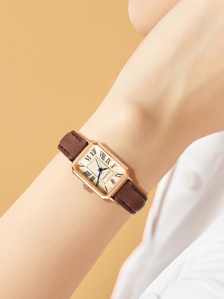 Women's Square Watch with Faux Leather Strap - 3