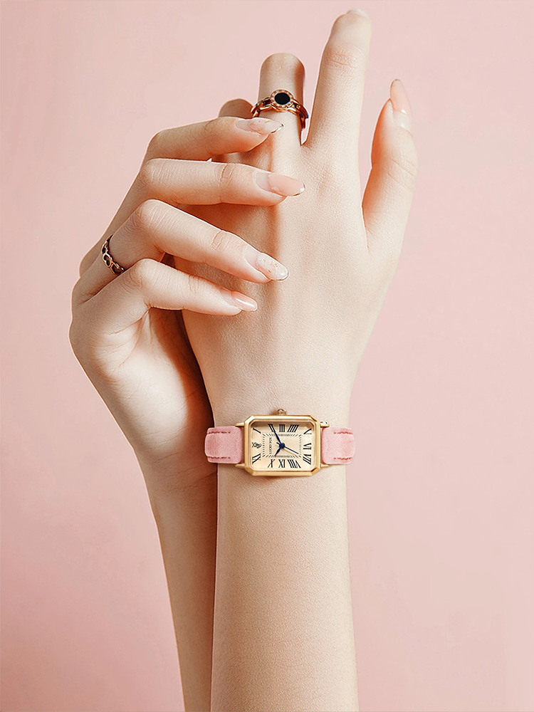 Women's Square Watch with Faux Leather Strap - 7
