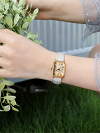 Women's Square Watch with Faux Leather Strap - 6