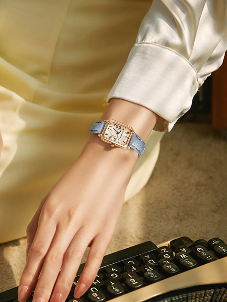 Women's Square Watch with Faux Leather Strap - 5