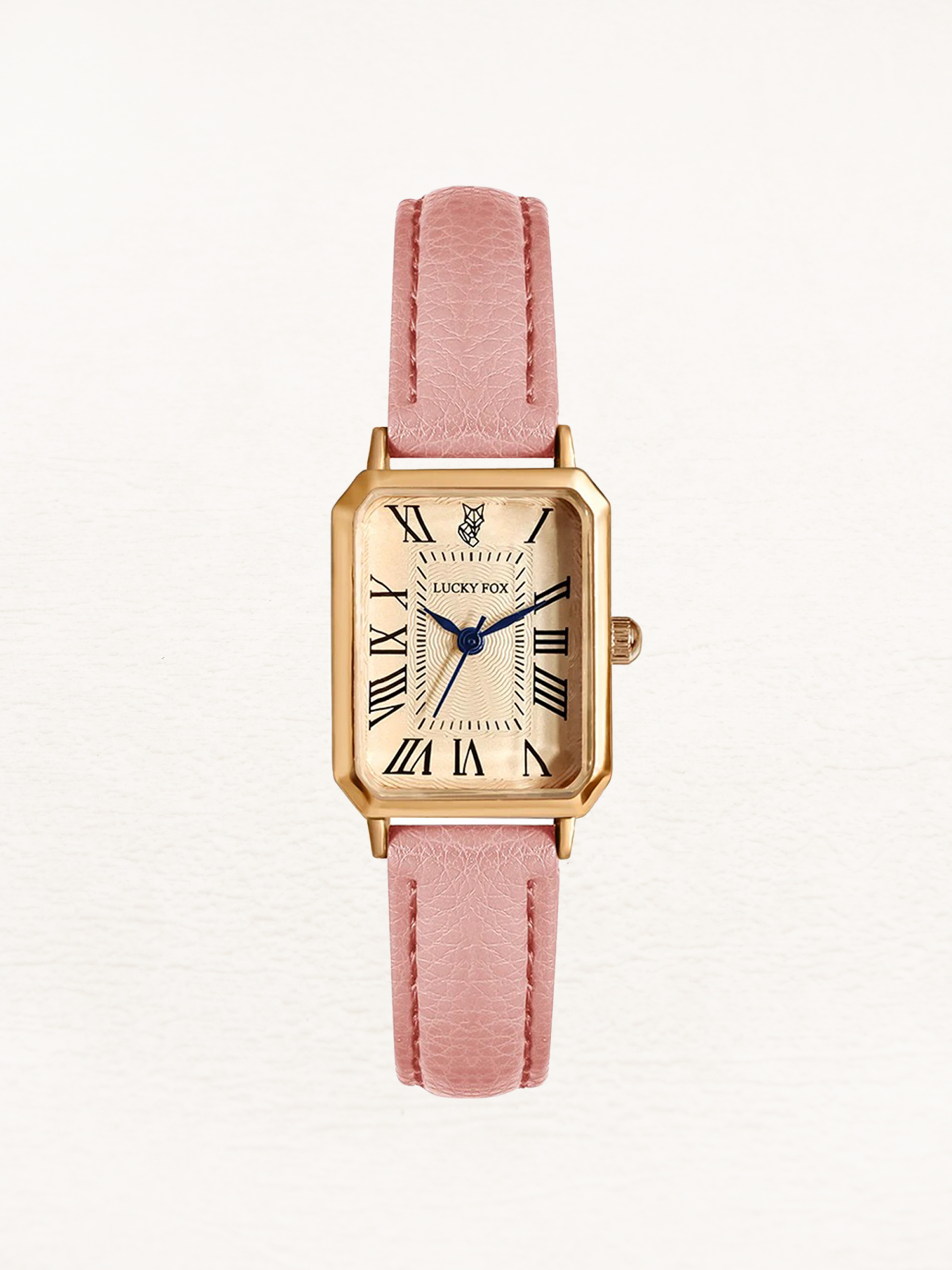 Women's Square Watch with Faux Leather Strap - Pink