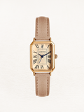 Women's Square Watch with Faux Leather Strap - Beige