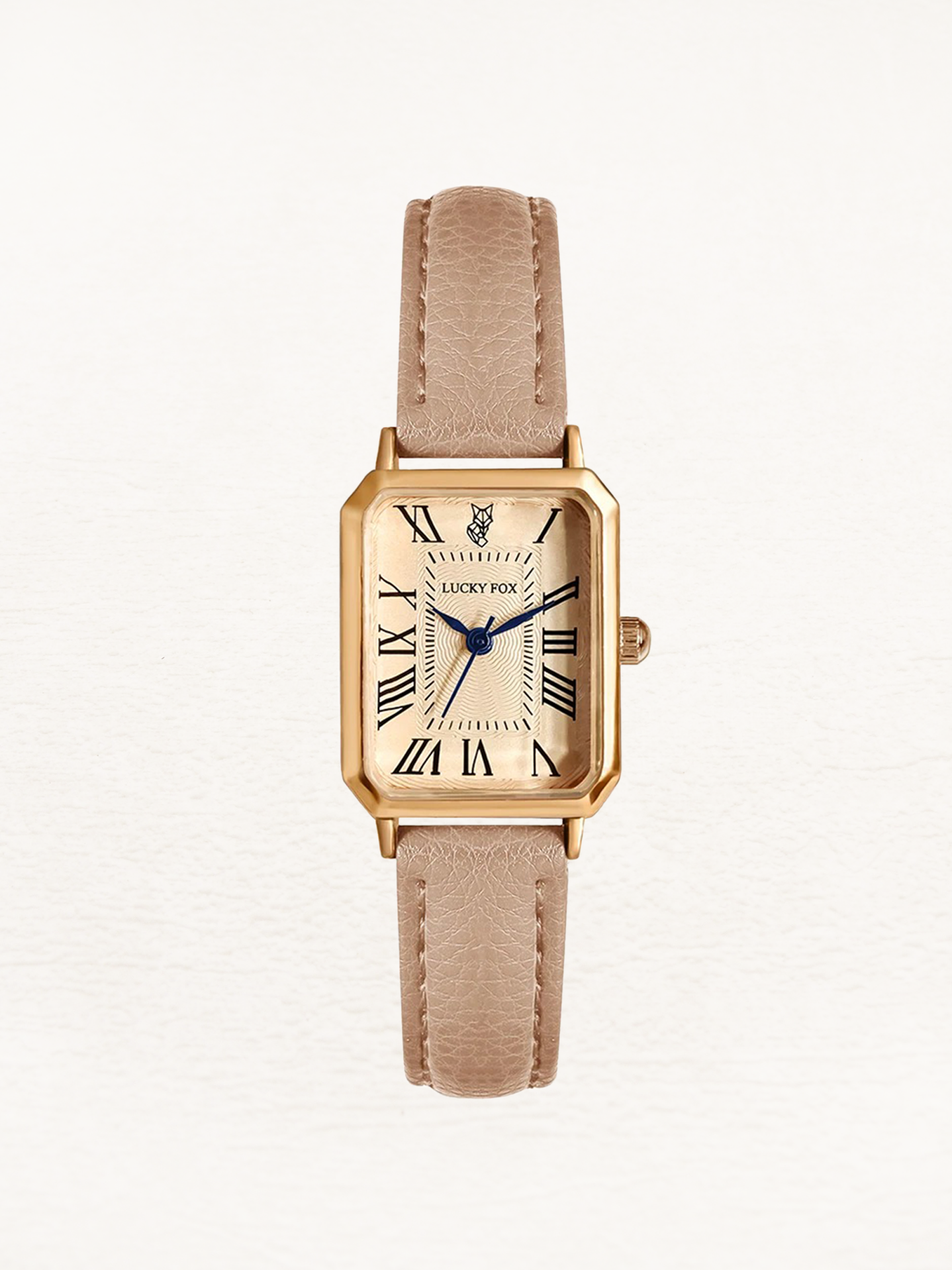 Women's Square Watch with Faux Leather Strap - Beige