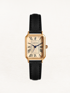 Women's Square Watch with Faux Leather Strap - Black