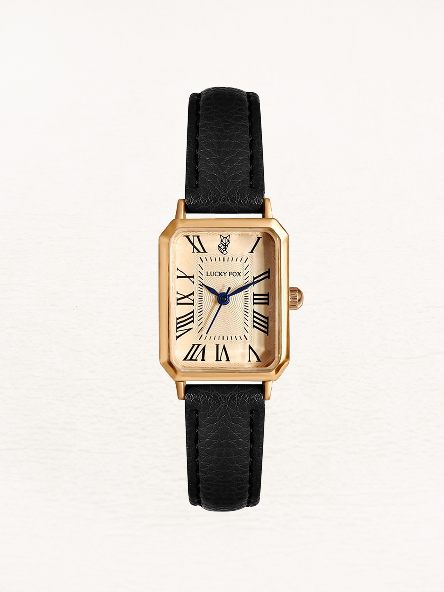 Women's Square Watch with Faux Leather Strap - Black