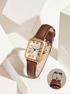 Women's Square Watch with Faux Leather Strap - 4