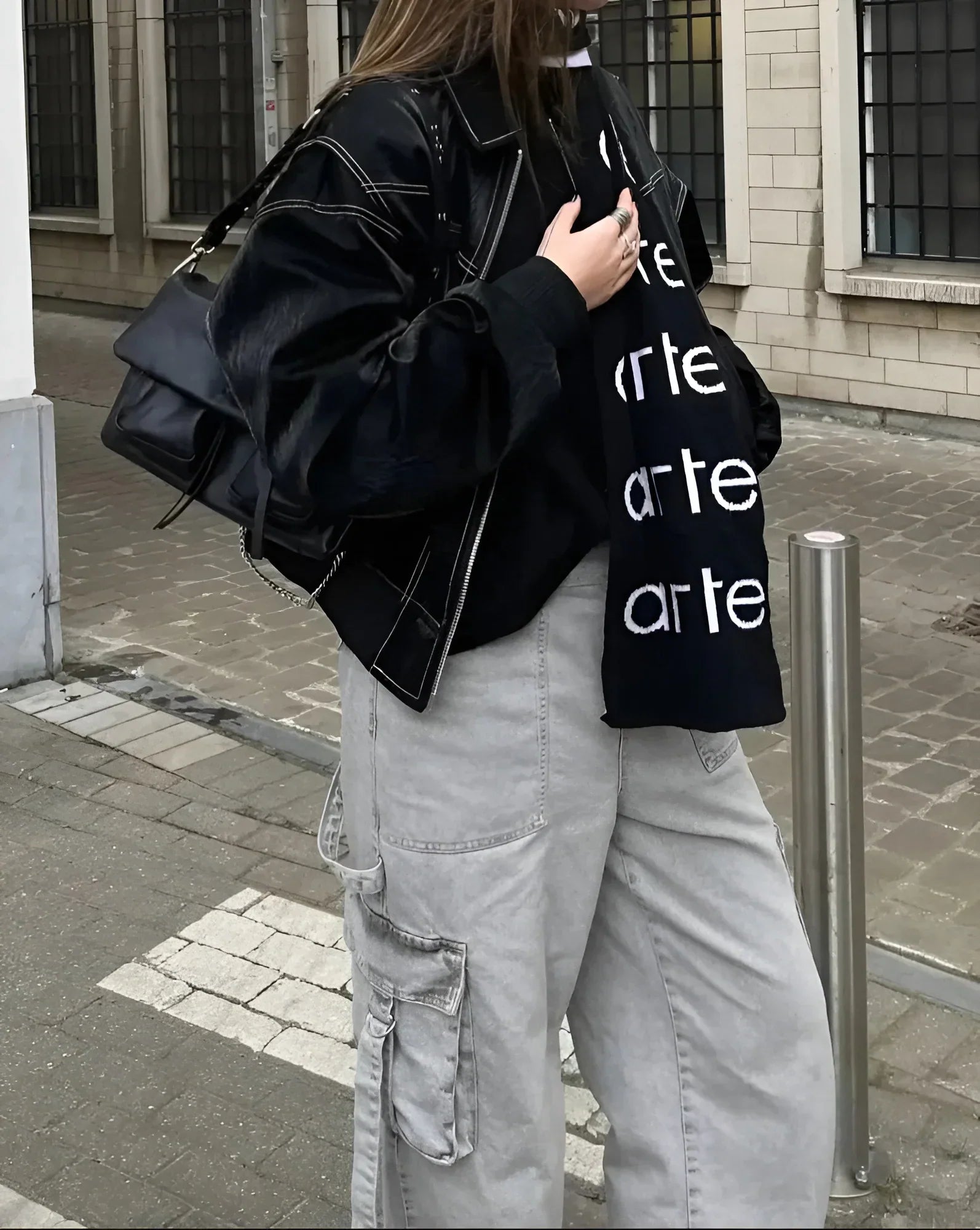 Women's Oversized Jacket with Contrast Seam Details - 11
