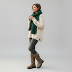 Women's Ankle Boots with Knit Cuff and Buckle Detail - 7