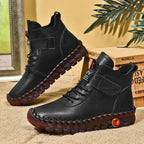 Women's Lace-Up Ankle Boots with Rubber Sole - Black