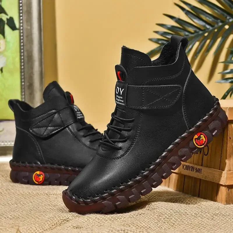 Women's Lace-Up Ankle Boots with Rubber Sole - 4