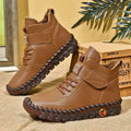 Women's Lace-Up Ankle Boots with Rubber Sole - Brown