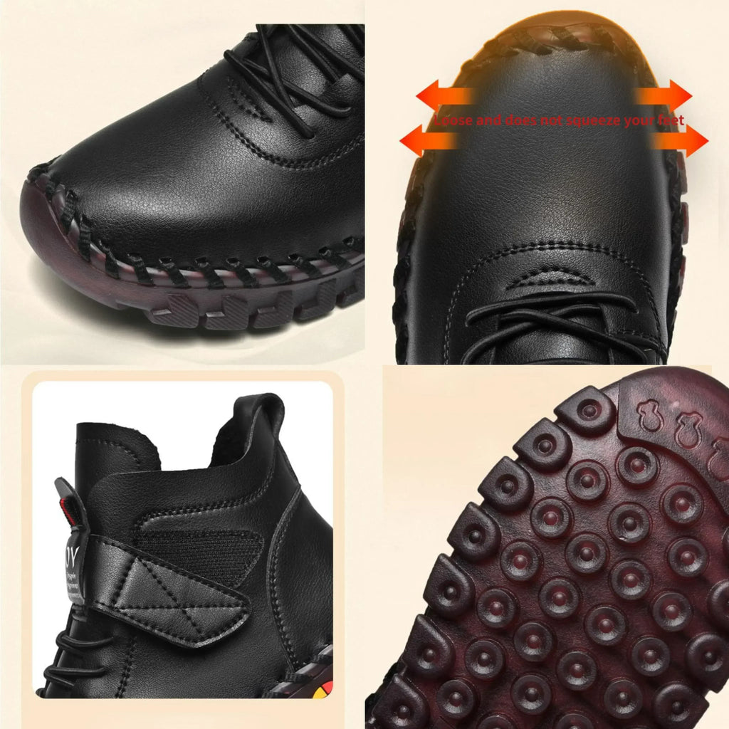 Women's Lace-Up Ankle Boots with Rubber Sole - 6