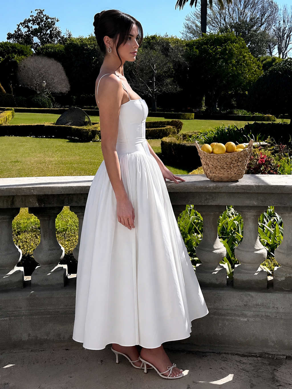 Women's Corset Midi Dress Strapless with Flowing Skirt - 5