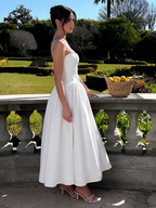Women's Corset Midi Dress Strapless with Flowing Skirt - 5