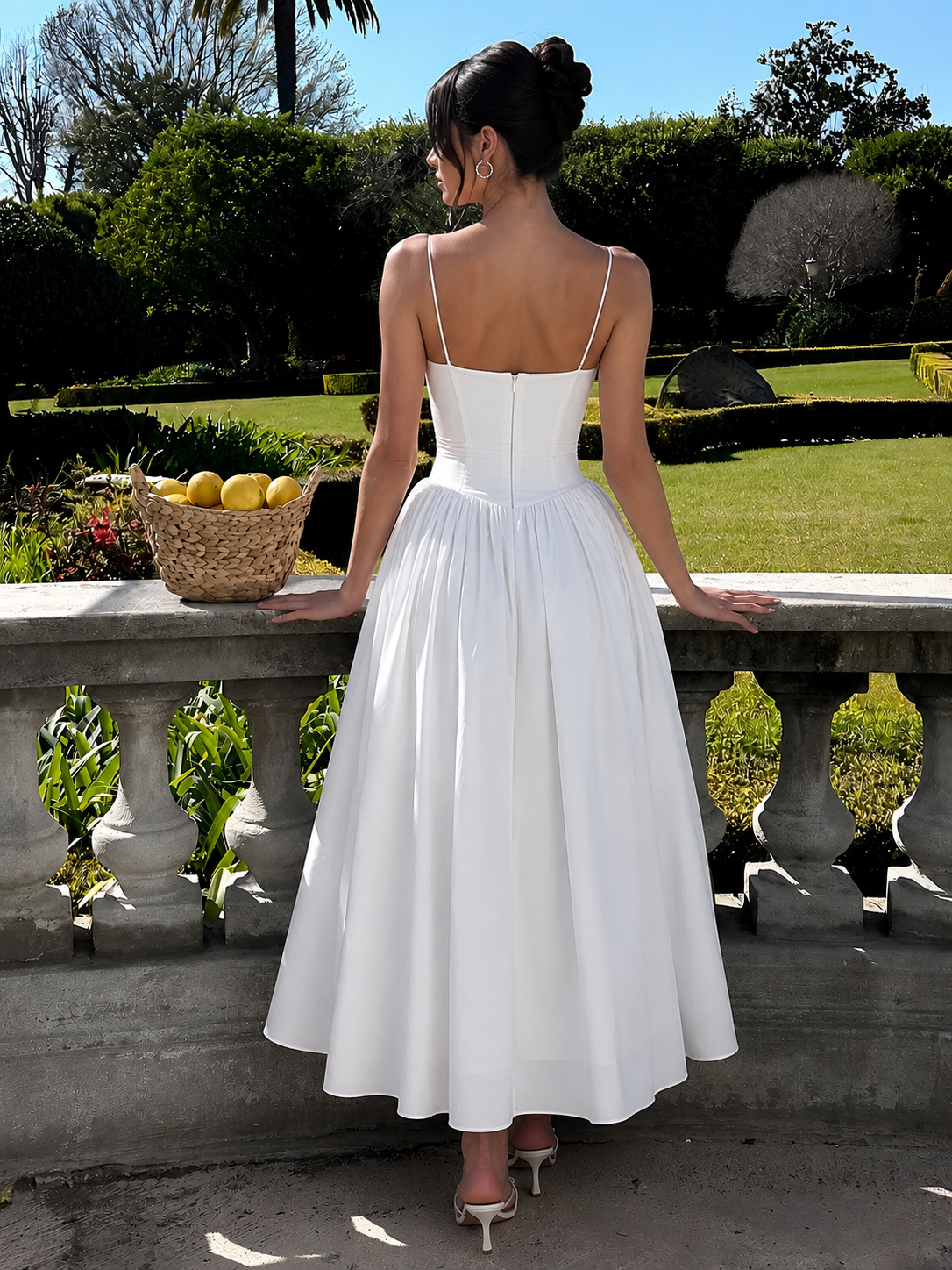 Women's Corset Midi Dress Strapless with Flowing Skirt - 6