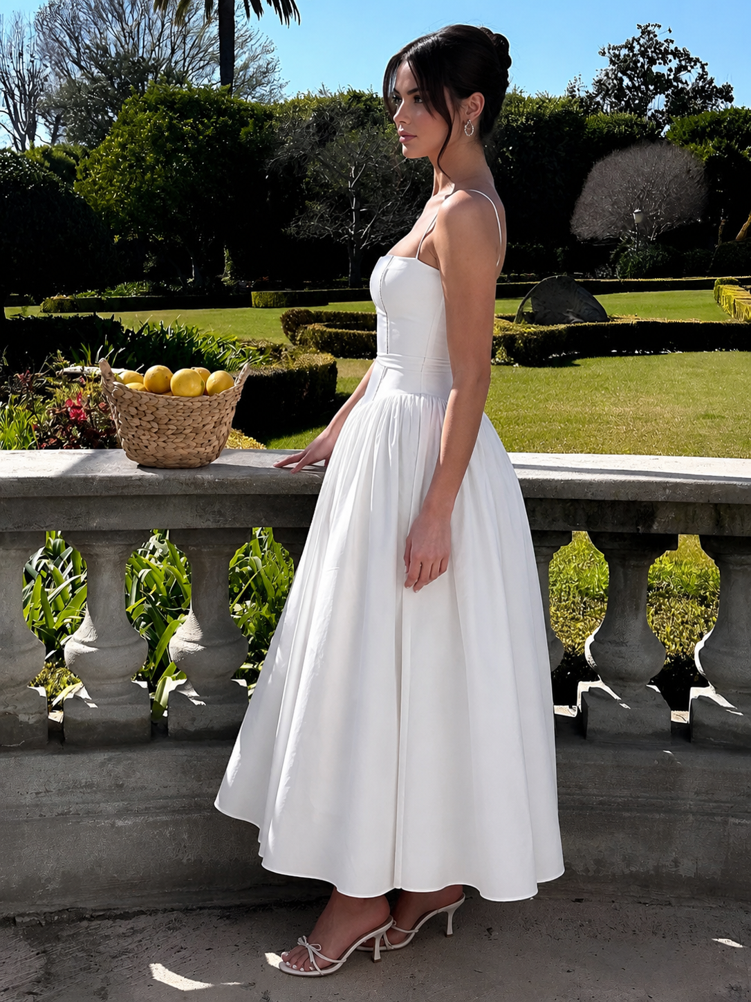 Women's Corset Midi Dress Strapless with Flowing Skirt - 4