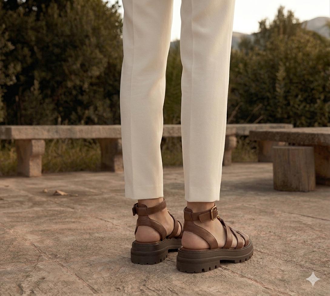 Women's Fisherman Sandals with Ankle Buckle Strap and Chunky Sole - 3