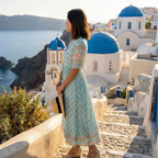 Women's Midi Dress with Button-Front and Half Sleeves - 5