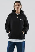 Women's Hoodie with Front Print and Relaxed Fit - Dark Black