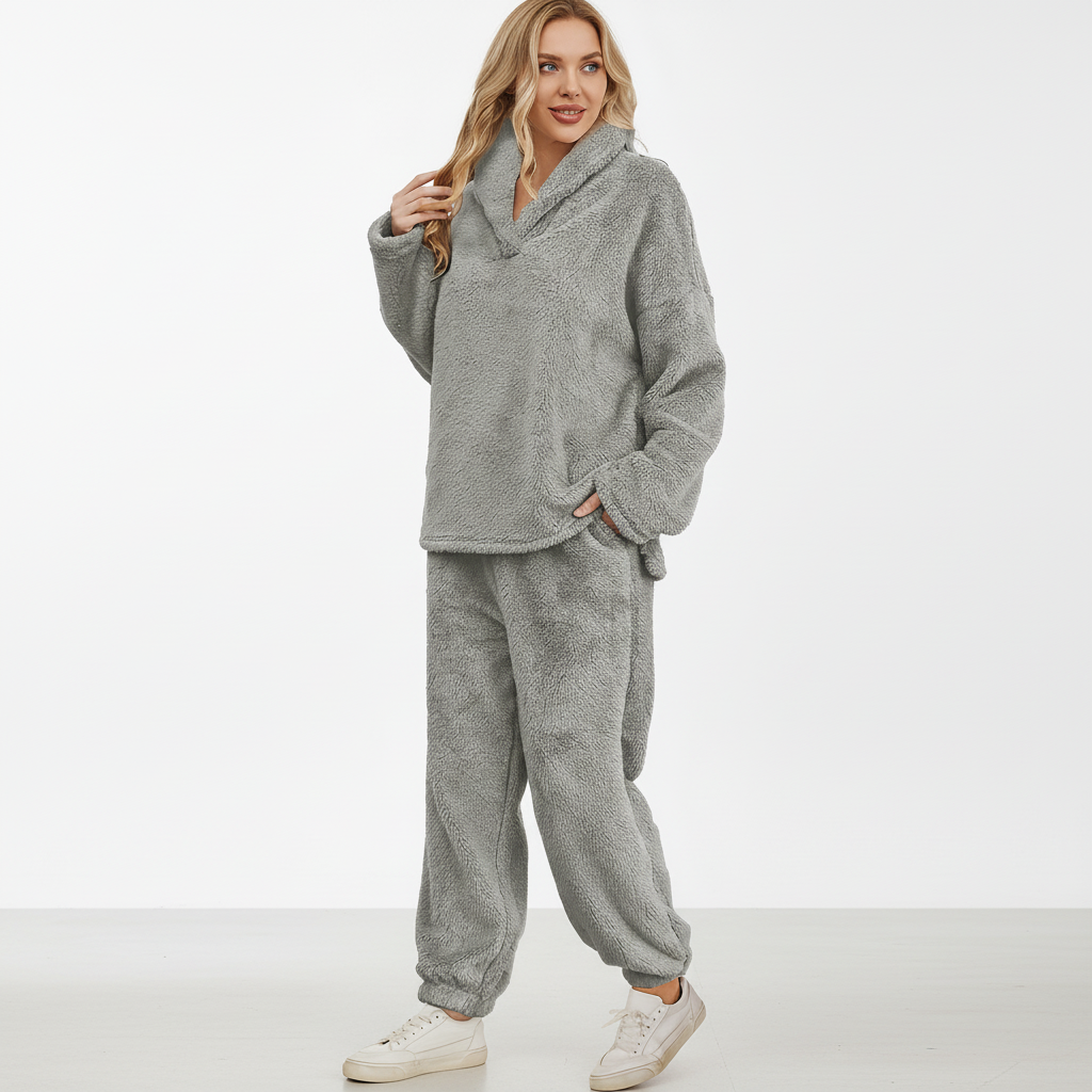 Women's Teddy Fleece Loungewear Set Hoodie and Trousers - 5