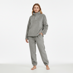 Women's Teddy Fleece Loungewear Set Hoodie and Trousers - Grey