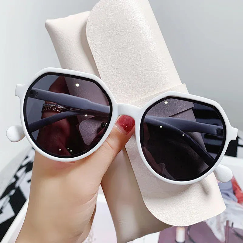 Women's Oversized Hexagon Sunglasses with Geometric Frame - White/Black