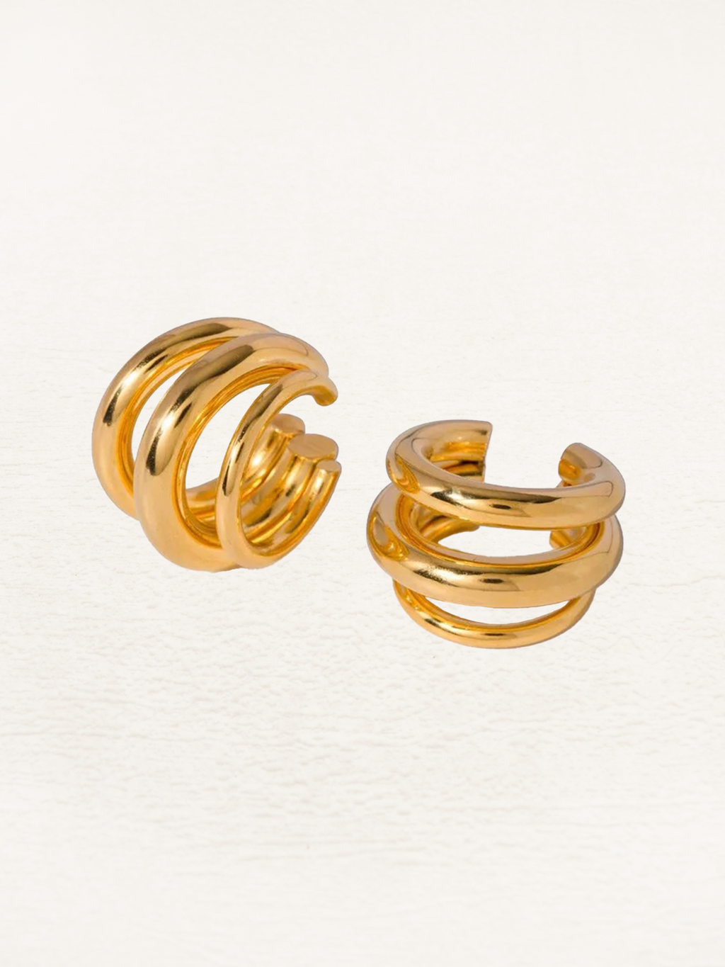 Chunky Ear Cuff with Three-Layer Design, No Piercing Needed - 3