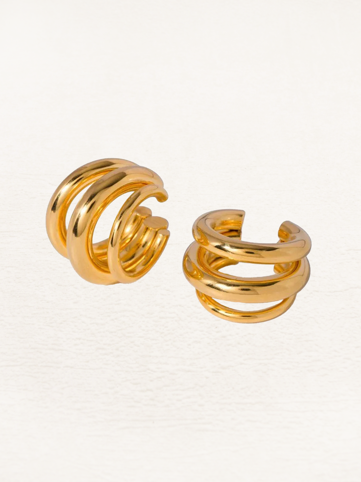 Chunky Ear Cuff with Three-Layer Design, No Piercing Needed - 3