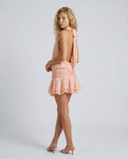Women's Halter Neck Mini Dress with Pleated Skirt and Open Back - 3