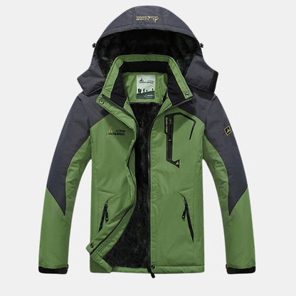 Women's Fleece Lined Hooded Zip Up Windbreaker Jacket - Grass Green