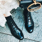 Women's Lace-Up Ankle Boots with Round Toe - 10