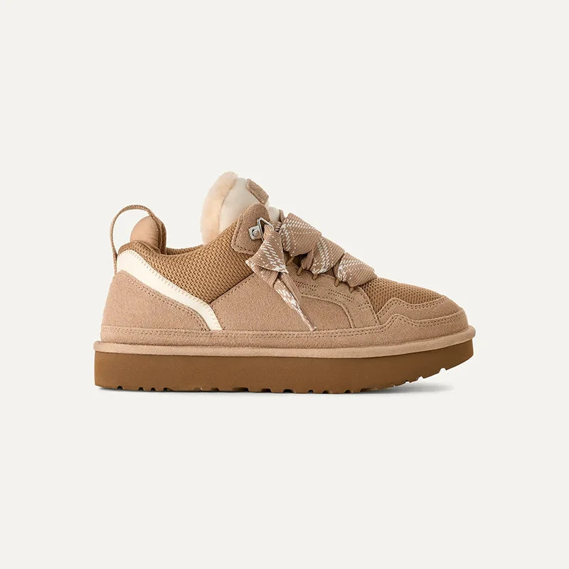 Women's Winter Trainers with Warm Lining and Chunky Laces - Beige