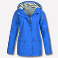 Women's Waterproof Hooded Raincoat with Zip Closure - Blue