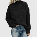 Women's Jumper Cable Knit with Mock Neck - Black