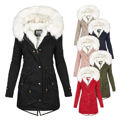 Women's Winter Coat with Fur-Lined Hood and Fitted Cut - 2