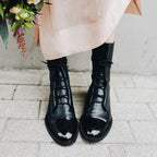 Women's Lace-Up Ankle Boots with Round Toe - 7