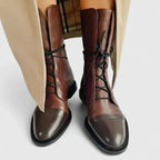 Women's Lace-Up Boots with Cushioned Insole and Arch Support - Brown