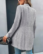 Women's Longline Blazer with Notch Lapel and Open Front - 2