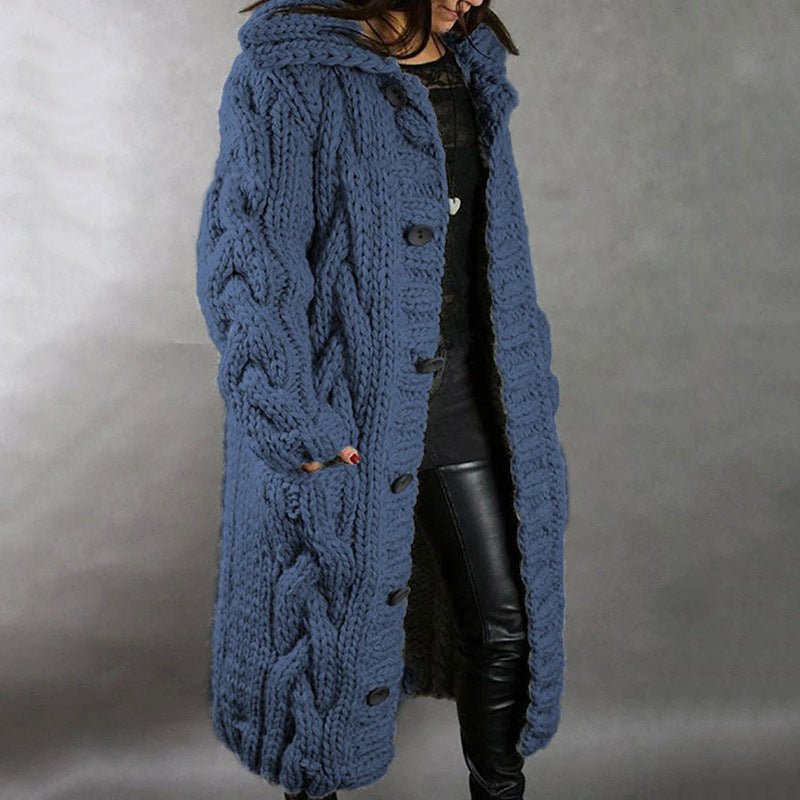 Karina | Elegant Cosy Coat With Tummy Coverage - Blue