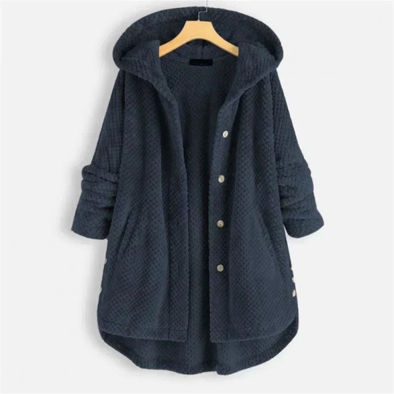 Niah - Cosy Hooded Coat - Blue