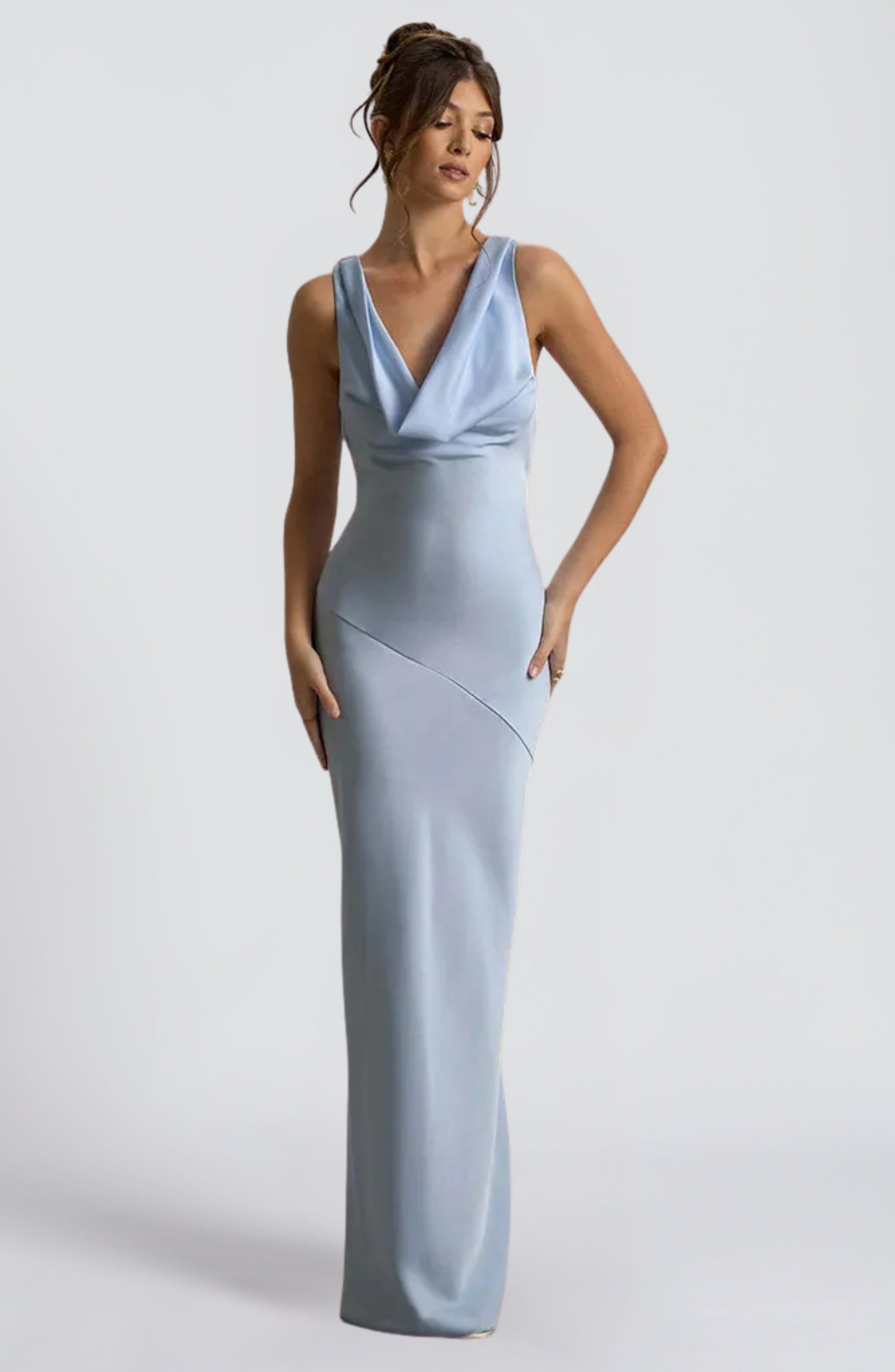Women's Sleeveless Bodycon Maxi Dress with Cowl Neckline - 2