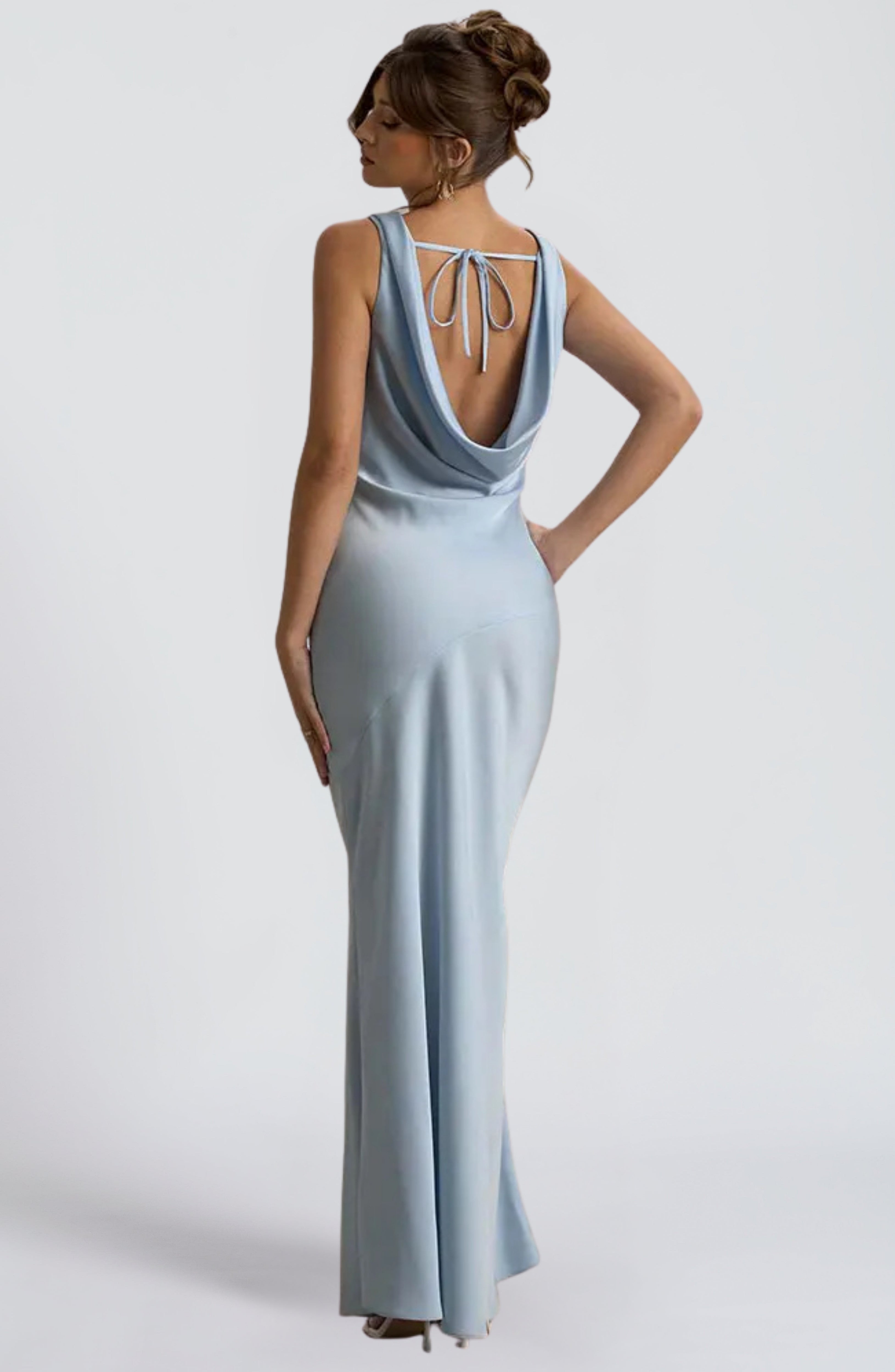 Women's Sleeveless Bodycon Maxi Dress with Cowl Neckline - 3