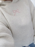 Women's Oversized Hoodie with Bow Detail - 3