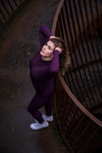 Women's Fleece Lined Jumpsuit with Zip Neckline and Long Sleeves - 8