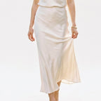 Women's Midi Skirt with Elastic Waistband and A-Line Silhouette - 8