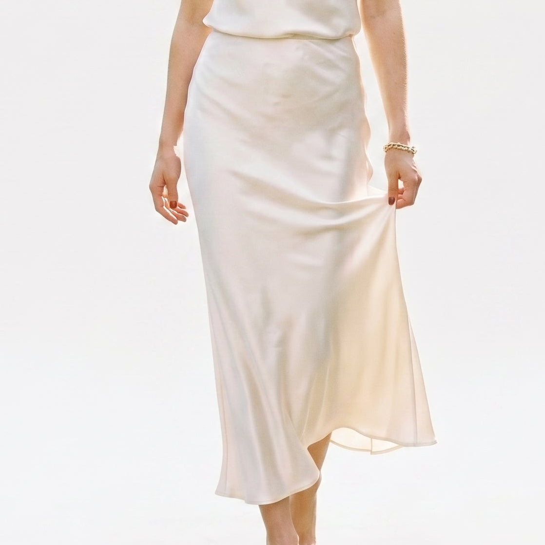 Women's Midi Skirt with Elastic Waistband and A-Line Silhouette - 8