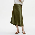 Women's Midi Skirt with Elastic Waistband and A-Line Silhouette - 12