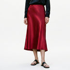 Women's Midi Skirt with Elastic Waistband and A-Line Silhouette - 24