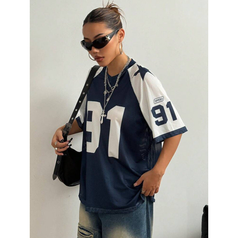 Women's Oversized Varsity Number Print T-Shirt - 3