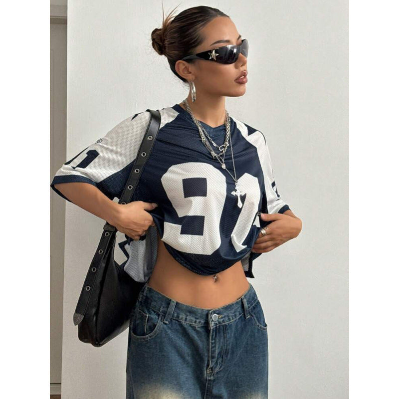 Women's Oversized Varsity Number Print T-Shirt - 6